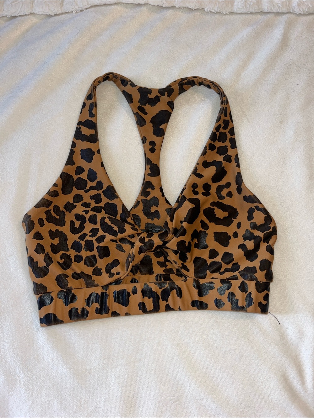Beach Riot Leopard Print Racerback Bralette - with front twist knot
